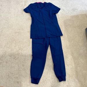 Heartsoul Navy Blue Scrubs Top (M) and Bottom (petite S)